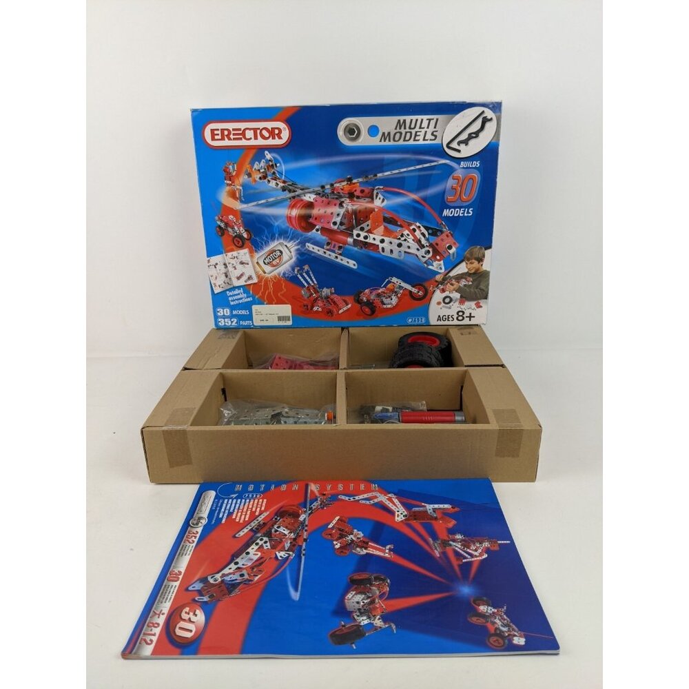 Erector MultiModels 30 Models Set 7530 With 6v Motor 95% Complete w/ Box Manual